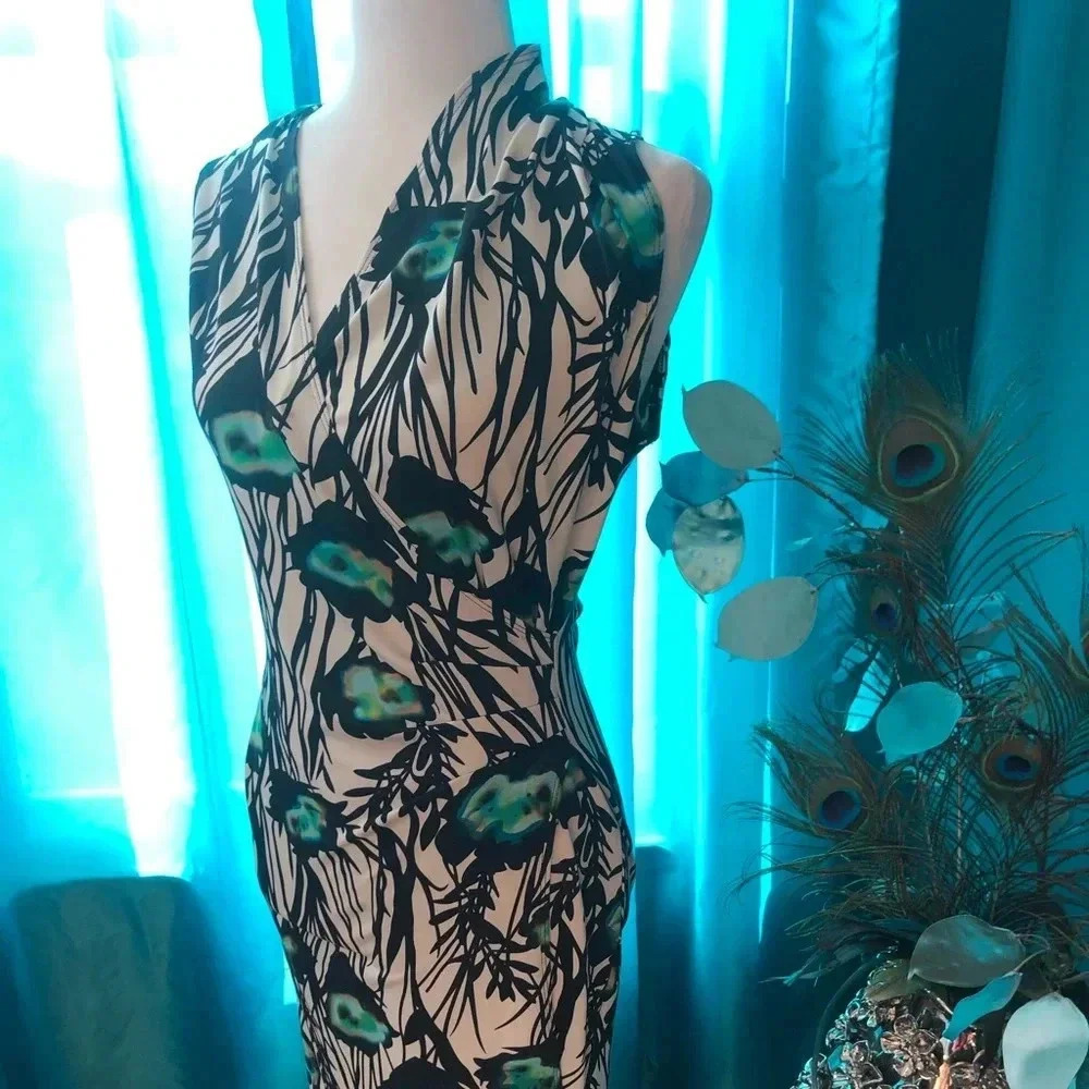 Peacock print dress